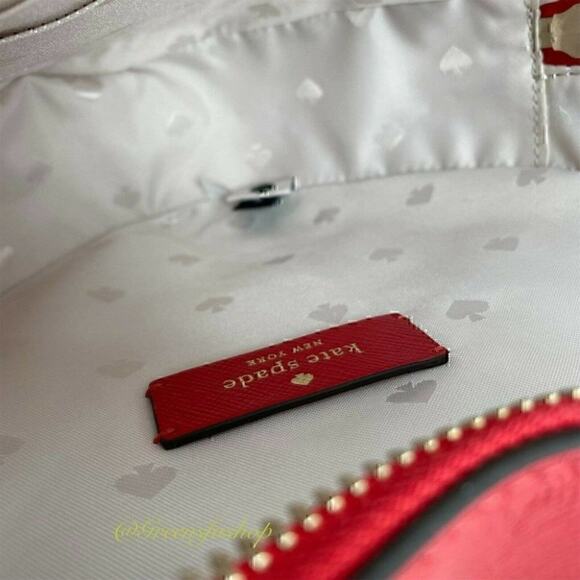 NWT Kate Spade Love Shack Heart Crossbody Purse Leather Candied Cherry Red - Picture 8 of 12